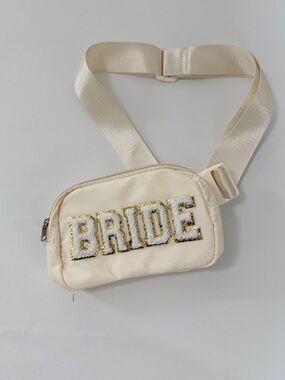 Bride BeltBag Fanny Pack Cream gold Sequin Hip Bag